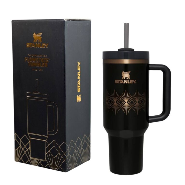 ماگ اورجینال استنلی طرح Deco Collection رنگ مشکی نمای حقیقی