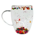 ماگ دوجداره گل خشک گنجایش 350ml نمای رو به رو
