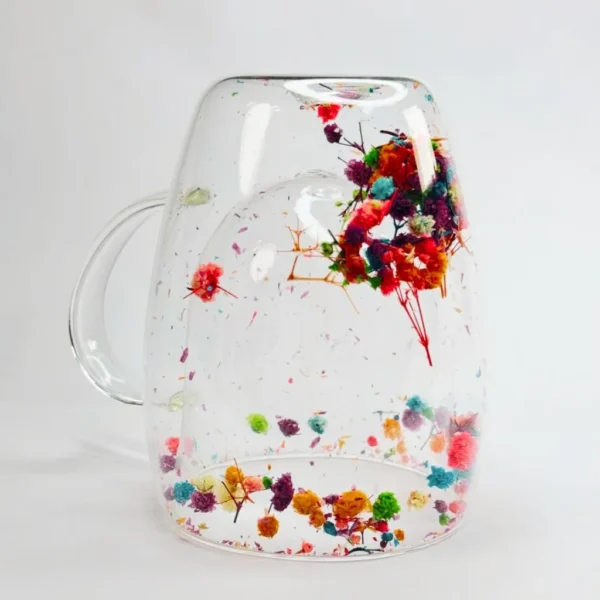 ماگ دوجداره گل خشک گنجایش 350ml نمای سرو ته
