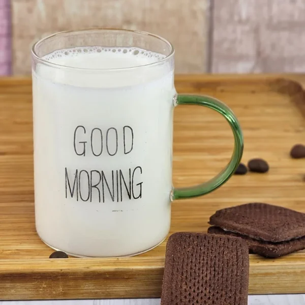 نیم لیوان پیرکس مدل good morning نمای رو به رو