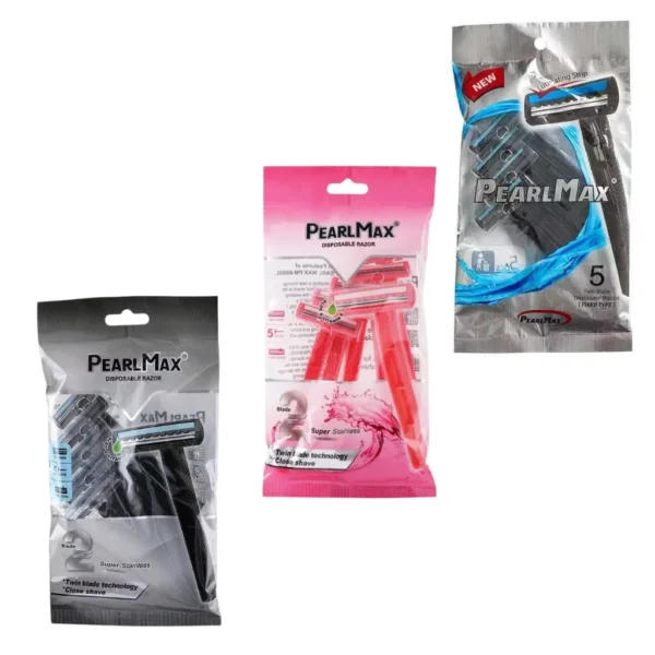 تیغ یکبار مصرف اصلاح صورت مدل PEARL MAX نمای بسته بندی