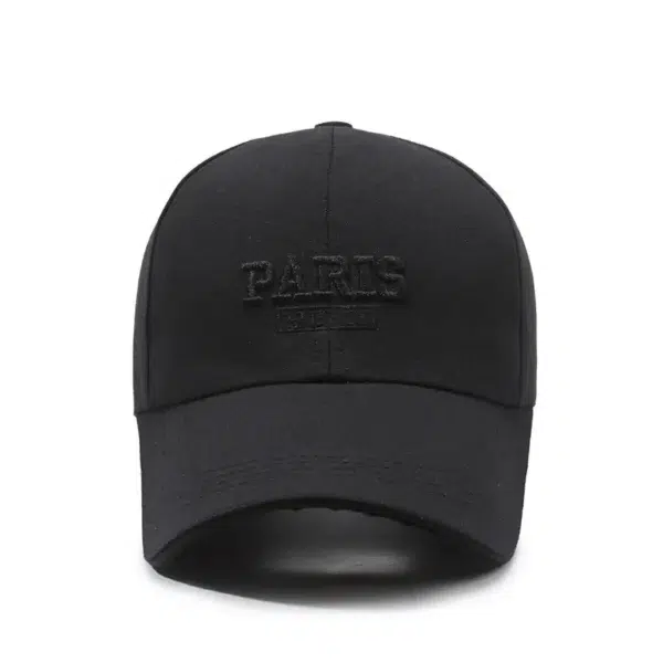 کلاه کپ اسپرت کتان مدل PARIS رنگ مشکی نمای رو به رو