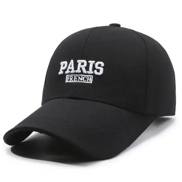 کلاه کپ اسپرت کتان مدل PARIS رنگ سفید مشکی