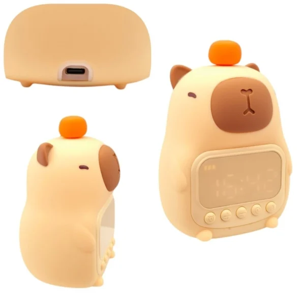 چراغ خواب سیلیکونی و ساعت زنگ دار طرح کاپی‌ بارا8