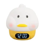چراغ خواب سیلیکونی و ساعت زنگ دار طرح اردک با نور رنگی3