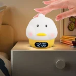 چراغ خواب سیلیکونی و ساعت زنگ دار طرح اردک با نور رنگی5
