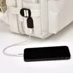 کوله پشتی دانشجویی چند منظوره رنگ کرم نمای جانبی