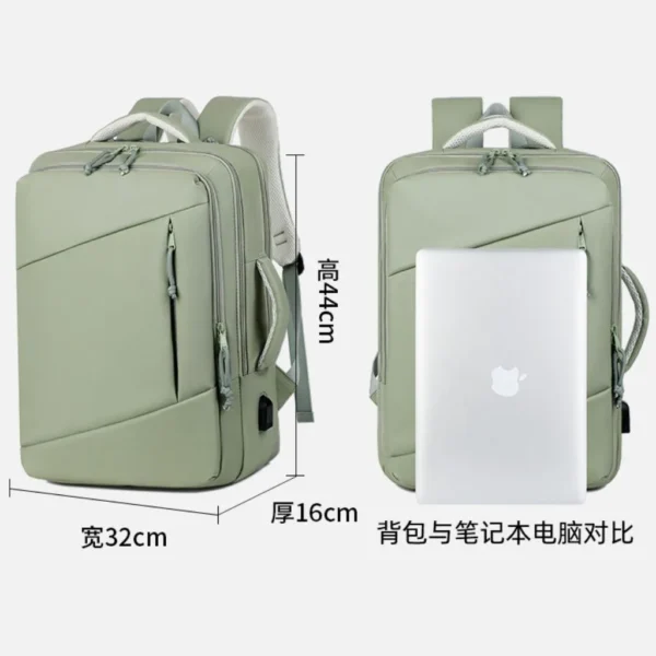 کوله پشتی سفری اسپرت مدل دو حالته + usb نمای ابعاد