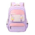 کیف مدرسه طرح کهکشانی مدل Astro baby رنگ یاسی صورتی نمای رو به رو