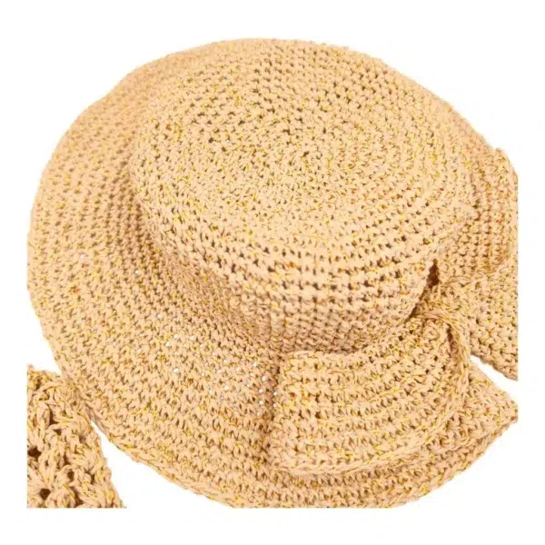 ست کیف و کلاه ساحلی دستبافت با نخ رافیا لمه2