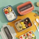 ظرف غذای استیل دانشجویی دو محفظه ای نمای داخلی و درب