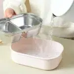 ظرف غذای استیل دو محفظه ای با درب شفاف