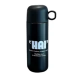 فلاسک کاپ دار برند HSCUP طرح HAI رنگ مشکی