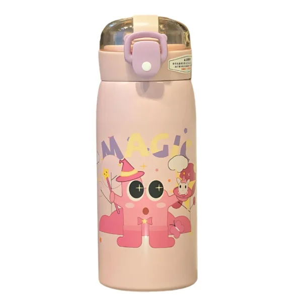 قمقمه نی دار استیل طرح باب اسفنجی و دوستان گنجایش 350ML کد 1374 - Image 3
