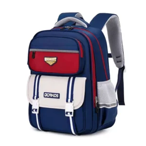 کوله پشتی فانتزی طرح Happy Star مدل Qicaixt رنگ سرمه ای قرمز نمای رو به رو