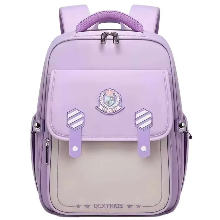 کوله پشتی مینیمال مدل QCXTKIDS طرح star رنگ یاسی نمای رو به رو