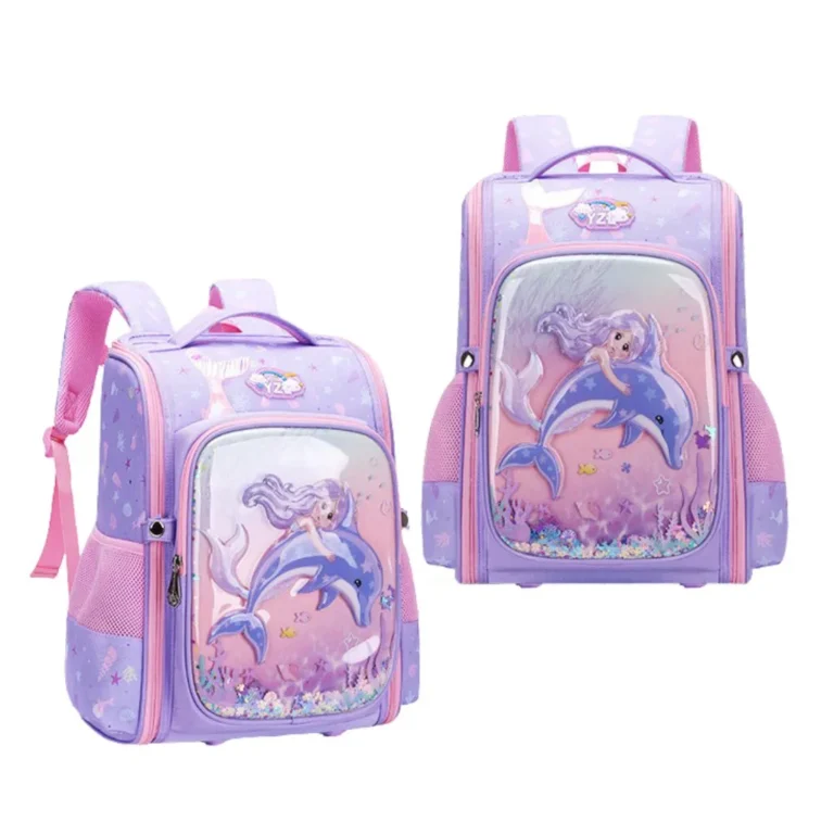 🎒 کیف مدرسه دخترانه مدل صندوقی طرح پری دریایی
