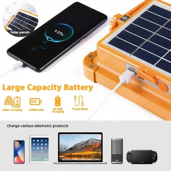 پروژکتور شارژی خورشیدی 1200 وات LED با چهار حالت نوردهی - Image 13