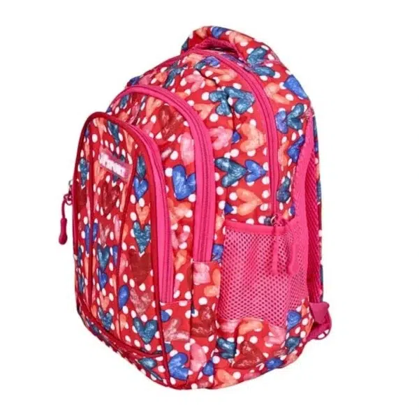 کوله پشتی دخترانه طرح قلب قرمز کد 355-3