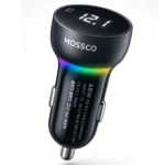 شارژر فندکی فست شارژ ۴۸ واتی دو پورت MOSSCO IK-47 با رقص نور و صفحه نمایش LED 4