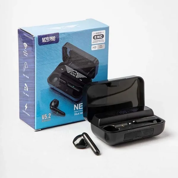 ایرپاد بی‌سیم M29 PRO فست شارژ دارای پاور بانک و چراغ قوه 1
