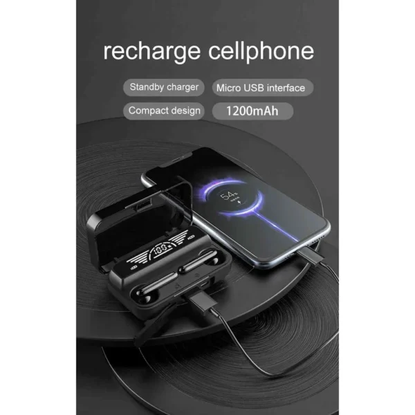 ایرپاد بی‌سیم M29 PRO فست شارژ دارای پاور بانک و چراغ قوه 3