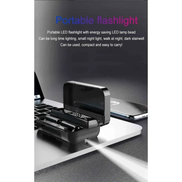 ایرپاد بی‌سیم M29 PRO فست شارژ دارای پاور بانک و چراغ قوه 2