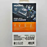 شارژر فندکی فست شارژ ۴۸ واتی دو پورت MOSSCO IK-47 با رقص نور و صفحه نمایش LED 5