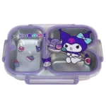 ظرف غذا استیل سه محفظه ای طرح کرومی رنگ یاسی