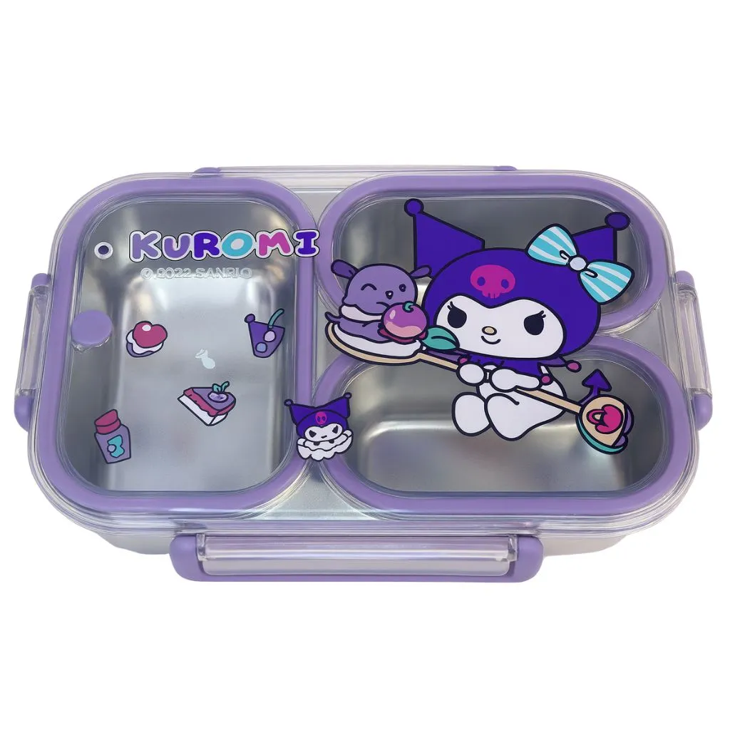 ظرف غذا استیل سه محفظه ای طرح کرومی ظرف غذا استیل سه محفظه ای طرح کرومی رنگ یاسی