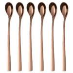 قاشق شربت خوری مدل فلورانس برنزی 6 عددی از روبه رو