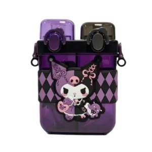 قمقمه دو مخزنه فانتزی طرح عروسکی رنگ مشکی بنفش نمای رو به رو