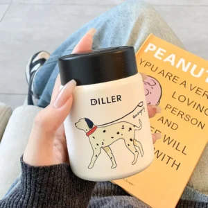 مینی فلاسک دایلر طرح حیوانات رنگ مشکی نمای رو به رو