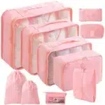 نظم دهنده چمدان سفری مدل 10 تکه رنگ صورتی