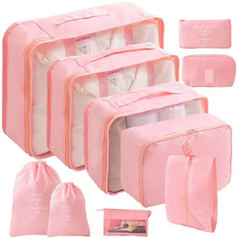 نظم دهنده چمدان سفری مدل 10 تکه رنگ صورتی