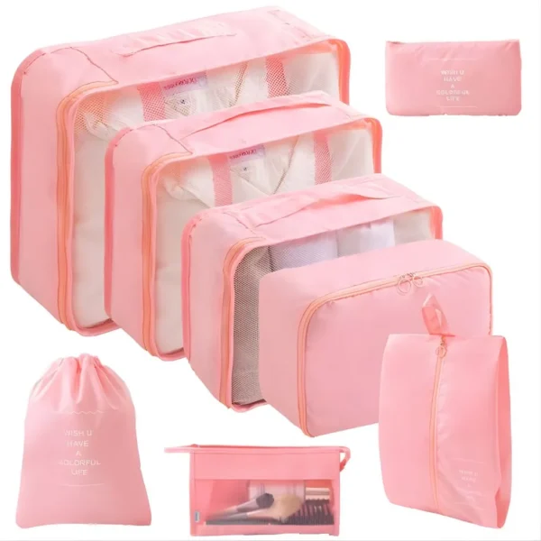 نظم دهنده چمدان مدل 8 تکه رنگ صورتی