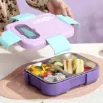 ظرف غذا استیل 2 محفظه ای ساده نمای بالا