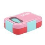ظرف غذا استیل 3 محفظه ای مینیمال رنگ صورتی