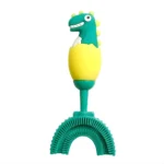 مسواک چرخشی کودک طرح دایناسور رنگ سبز زرد