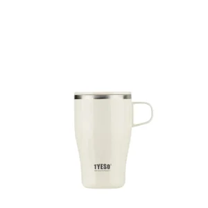 ماگ قهوه استیل دوجداره TYESO درب دار 400ml کرم