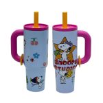 تامبلر نی دار ضد نشت طرح Snoopy دسته دار 40oz آبی
