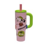 تامبلر نی دار ضد نشت طرح Snoopy دسته دار 40oz صورتی