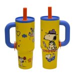 تامبلر نی دار ضد نشت طرح Snoopy دسته دار 40oz زرد