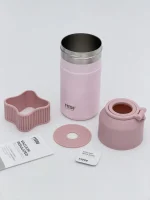 اجزای جداشده ترموس نگهدارنده بطری تایسو صورتی و کفی سیلیکونی