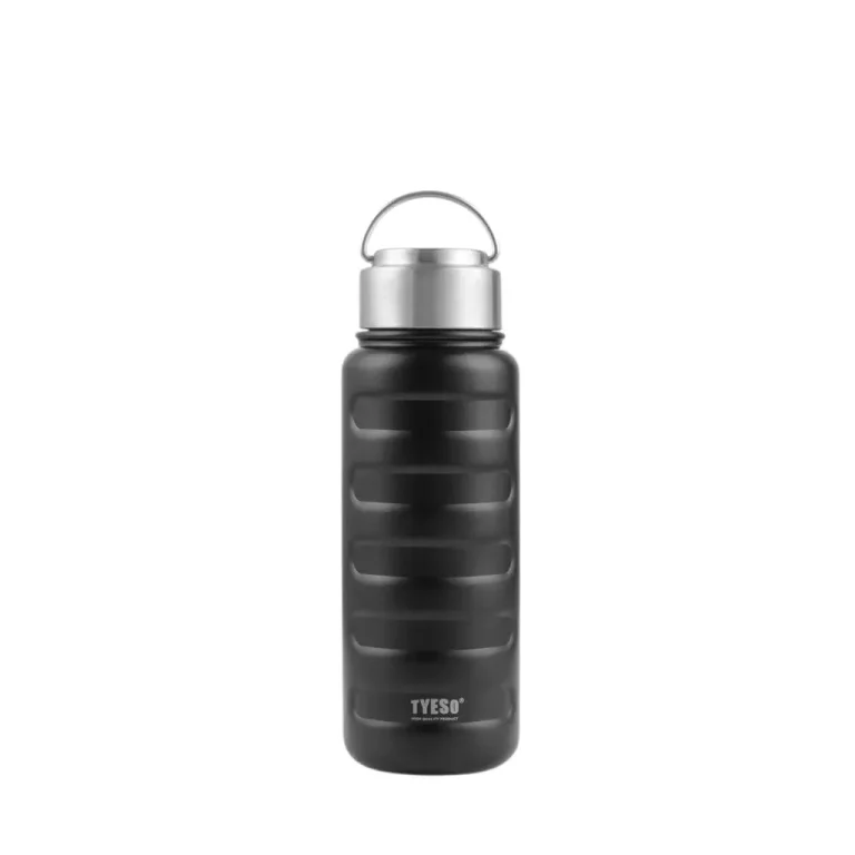 فلاسک استیل قابل حمل TYESO Ascent استیل 360ml نمای رو به رو مشکی