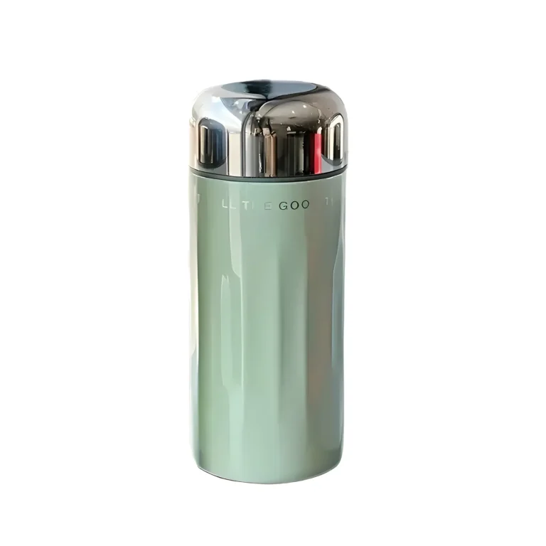 مینی فلاسک دوجداره ضد نشت 200ML نمای رو به رو رنگ سبز