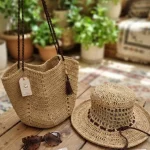 ست کیف و کلاه حصیری زنانه مدل آفتاب | ست ساحلی و تابستانی - Image 3