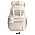 عکس کوله پشتی مدرسه دخترانه فانتزی با آویز خرس کرمی