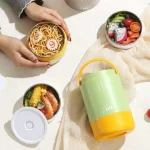 ظرف غذا استیل دو طبقه مدل دسته دار نمای بالا