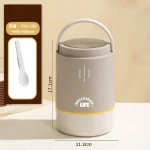 ظرف غذا استیل دو طبقه مدل دسته دار نمای ابعاد